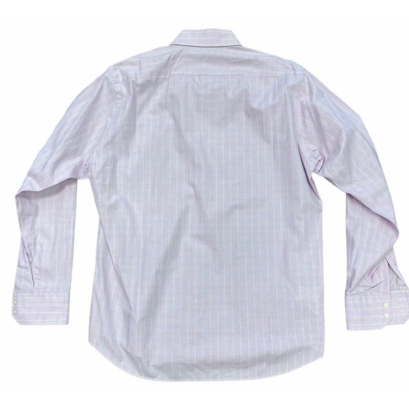 Hugo Boss mens Shirt sz 16 34/35 Regular Fit Pink Yellow Plaid Classic Workwear - Picture 3 of 4